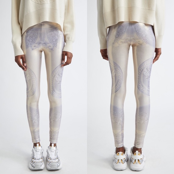 Versace La Coupe des Dieux High Waisted Leggings Metallic 40 IT 4 US NWT